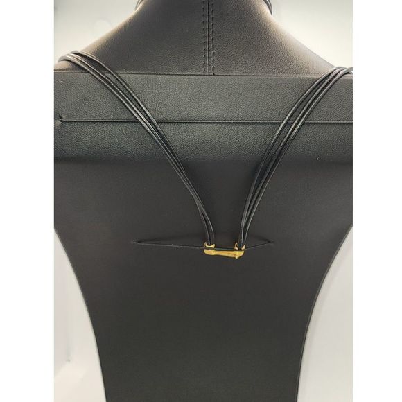 Olive Green Stone Beaded Bib Necklace with Gold Half Moons - Picture 6 of 7